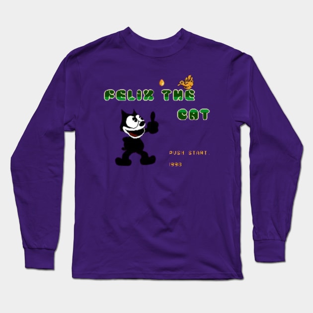 Felix Pixel Retro Gamer Long Sleeve T-Shirt by Purple lily studio